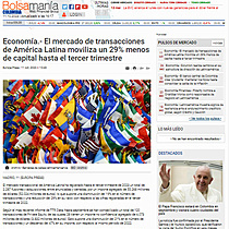 Economa.- El mercado de transacciones de Amrica Latina moviliza un 29% menos de capital hasta el tercer trimestre